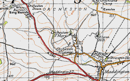 Old map of Orcheston in 1940