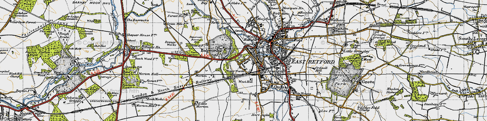 Old map of Ordsall in 1947