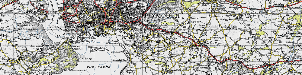 Old map of Oreston in 1946