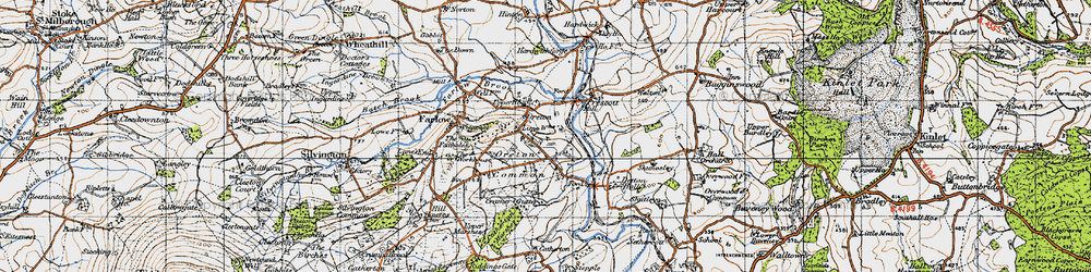 Old map of Detton Hall in 1947