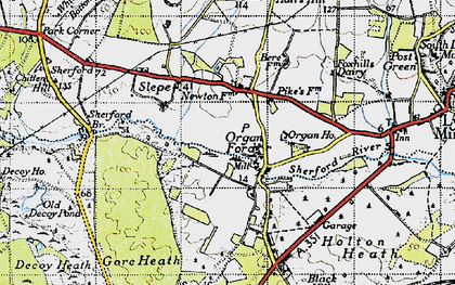 Old map of Organford in 1940