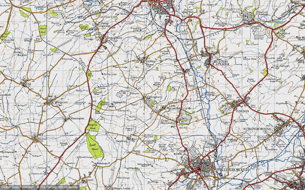 Old Map of Historic Map covering Big Covert in 1946