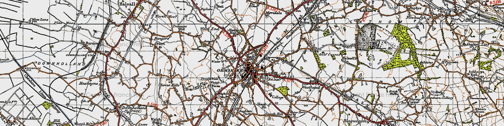 Old map of Ormskirk in 1947