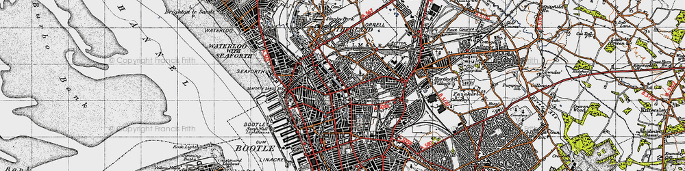 Old map of Orrell in 1947