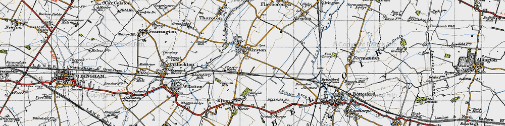 Old map of Orston in 1946