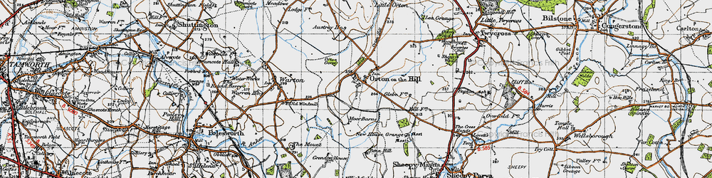 Old map of Orton-on-the-Hill in 1946