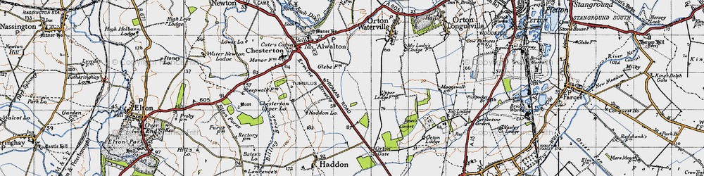 Old map of Orton Southgate in 1946