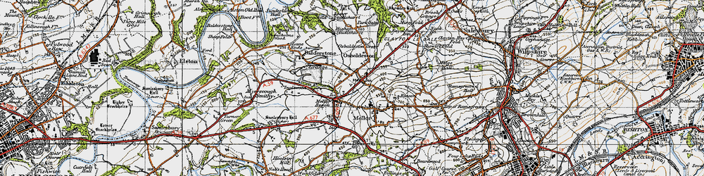 Old map of Osbaldeston in 1947