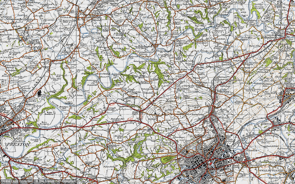 Old Map of Osbaldeston Green, 1947 in 1947