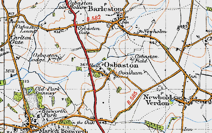 Old map of Osbaston in 1946