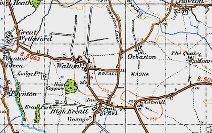 Old map of Osbaston in 1947