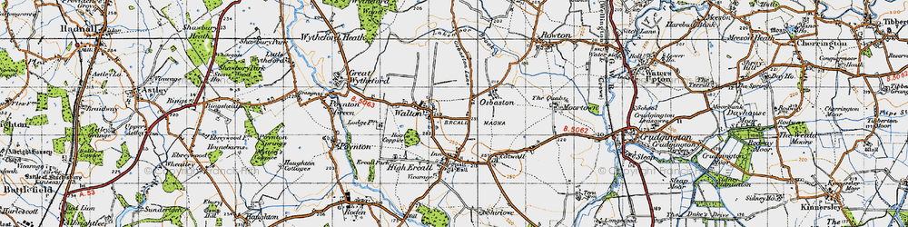 Old map of Osbaston in 1947