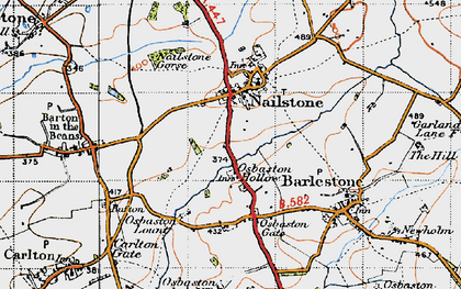 Old map of Osbaston Hollow in 1946