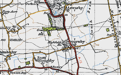 Old map of Osbournby in 1946