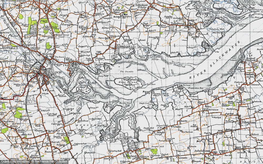 Old Map of Osea Island, 1945 in 1945