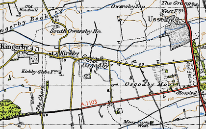 Old map of Osgodby in 1947