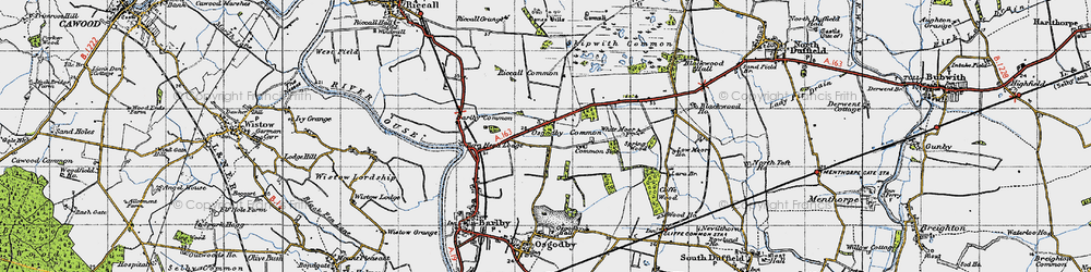 Old map of Riccall Common in 1947