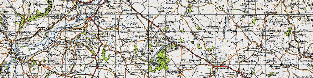 Old map of Yeldersley Hall in 1946
