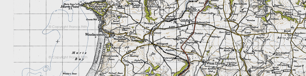 Old map of Ossaborough in 1946