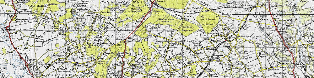 Old map of Ossemsley in 1940