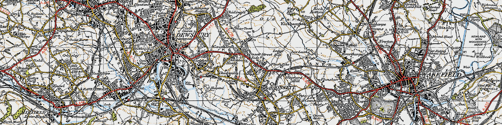 Old map of Ossett Street Side in 1947