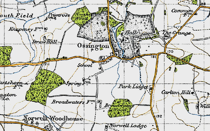 Old map of Broadwaters Wood in 1947