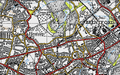 Old map of Osterley in 1945