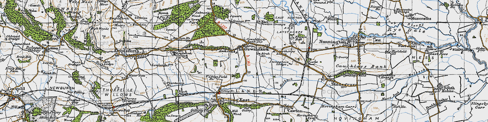 Old map of Oswaldkirk in 1947