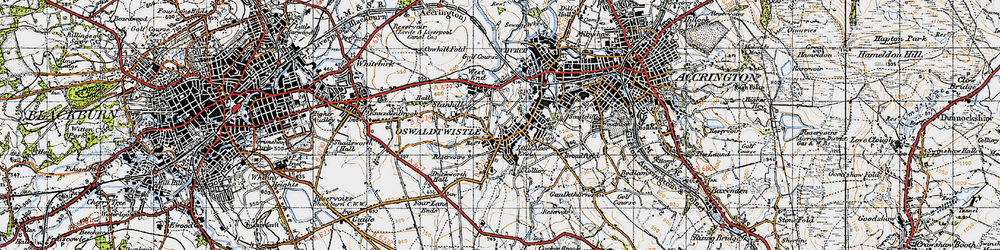 Old map of Oswaldtwistle in 1947