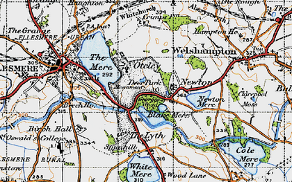Old map of Oteley in 1947