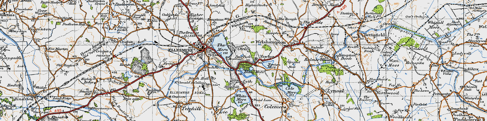Old map of Oteley in 1947