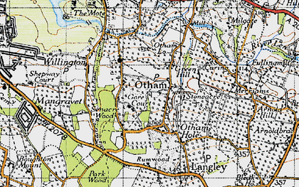 Old map of Otham in 1940