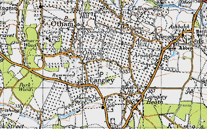 Old map of Otham Hole in 1940