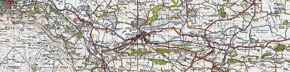 Old map of Otley in 1947