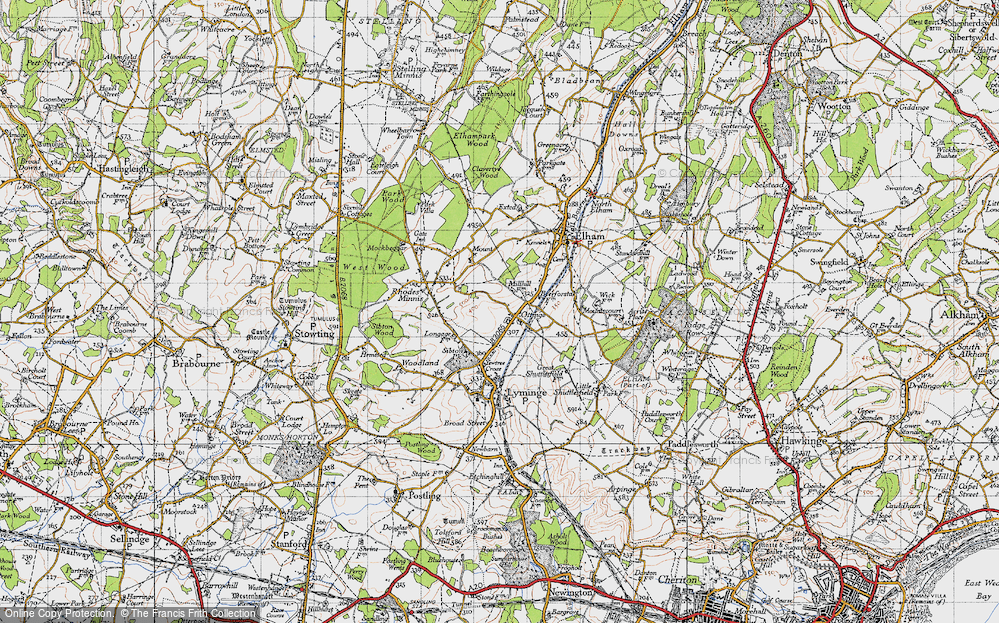 Old Map of Ottinge, 1947 in 1947