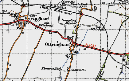 Old map of Ottringham in 1947