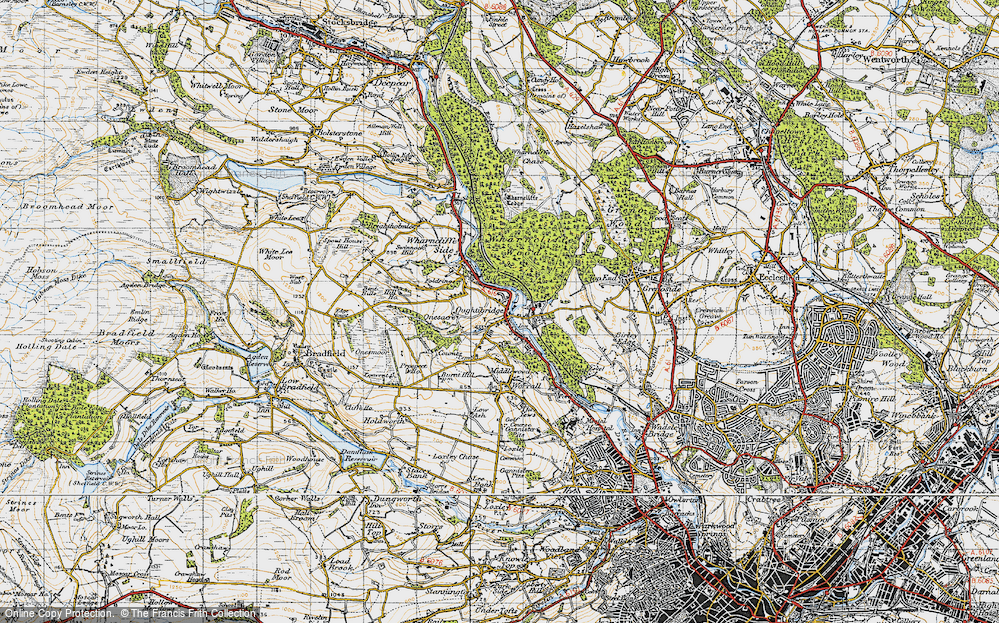 Old Map of Historic Map covering Wharncliffe Wood in 1947