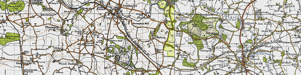 Old map of Oulton in 1945