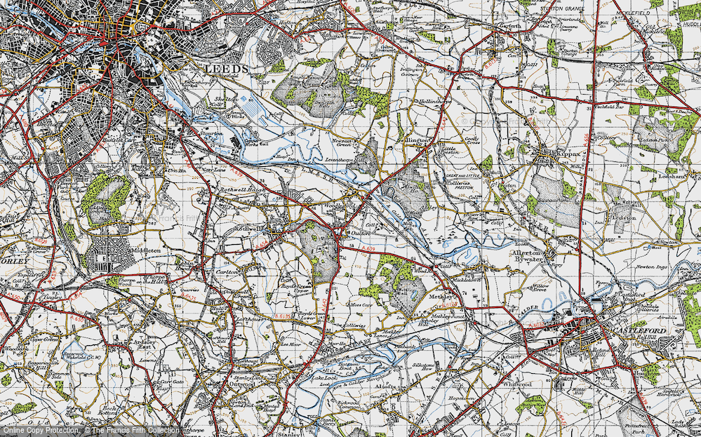 Old Map of Historic Map covering Aire & Calder Navigation in 1947