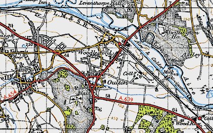 Old map of Aire & Calder Navigation in 1947