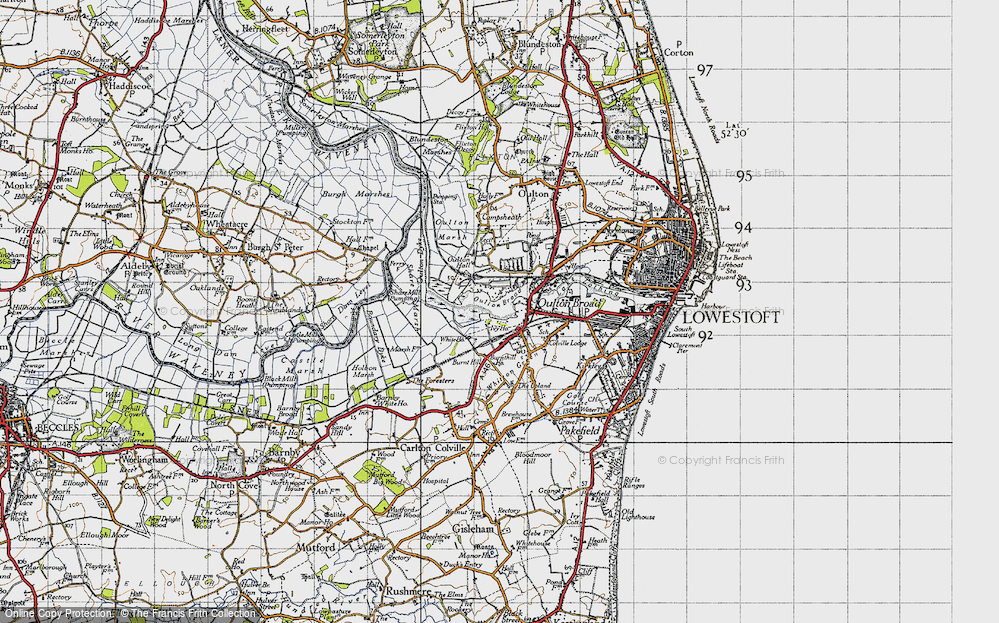 Old Map of Historic Map covering Burgh St Peter Staithe in 1946