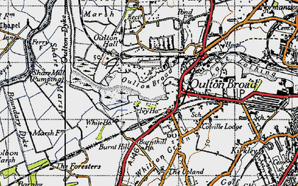 Old map of Oulton Broad in 1946
