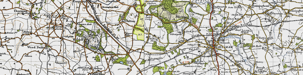 Old map of Leaselands, The in 1945