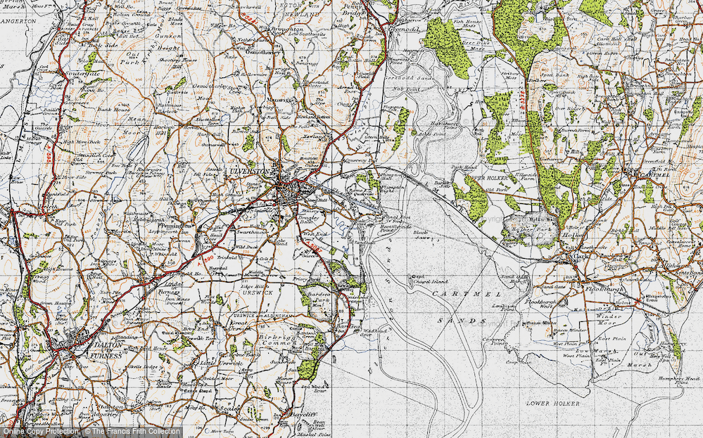 Old Map of Historic Map covering Sandhall in 1947