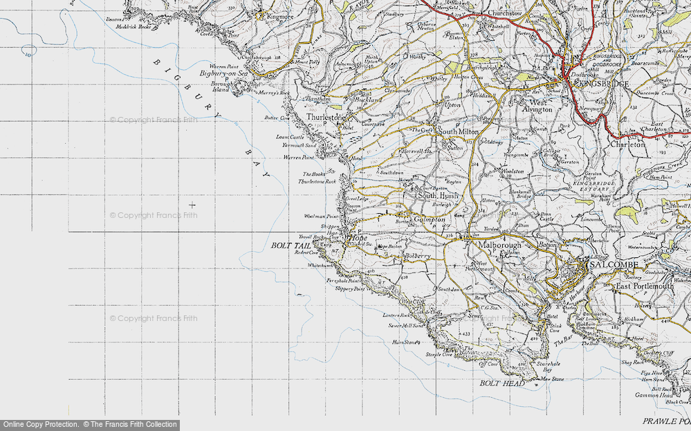 Old Map of Historic Map covering Thurlestone Rock in 1946