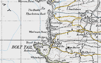 Old map of Outer Hope in 1946