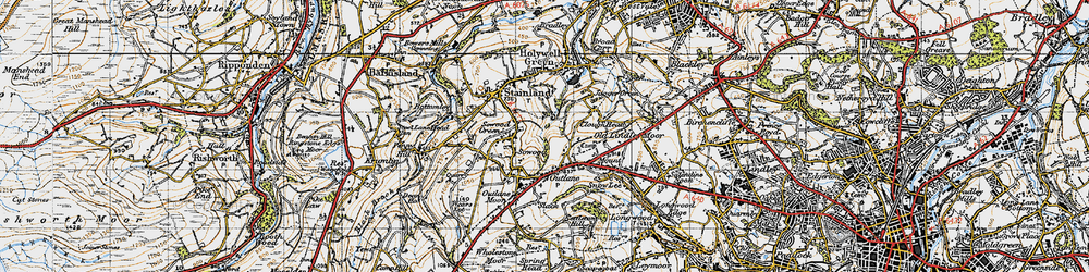 Old map of Outlane in 1947