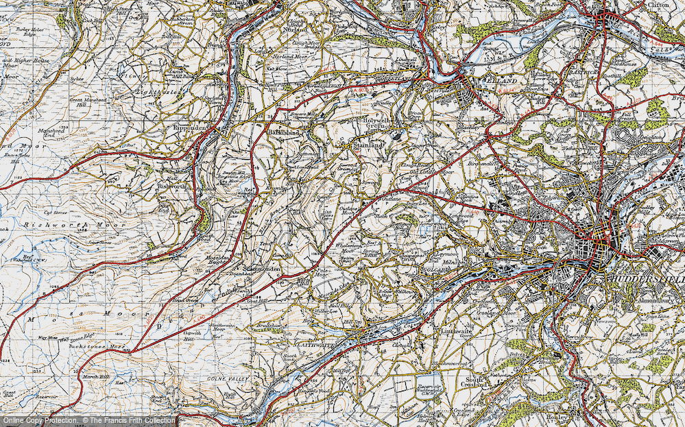 Old Map of Outlane Moor, 1947 in 1947