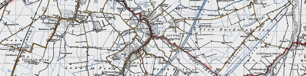 Old map of Outwell in 1946