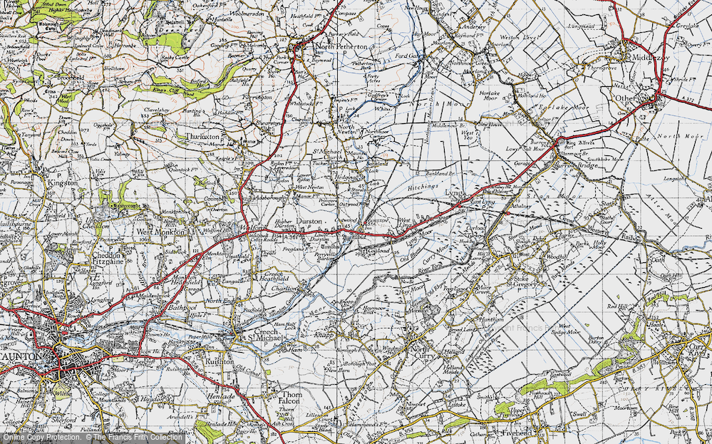 Old Map of Historic Map covering Outwood Ho in 1945